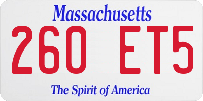 MA license plate 260ET5