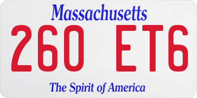 MA license plate 260ET6