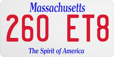 MA license plate 260ET8