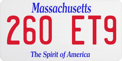 MA license plate 260ET9