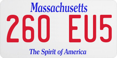 MA license plate 260EU5