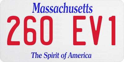 MA license plate 260EV1
