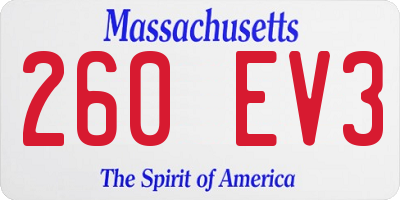 MA license plate 260EV3