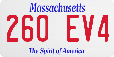 MA license plate 260EV4