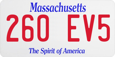 MA license plate 260EV5