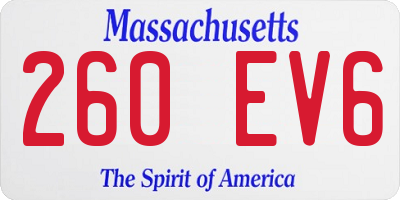 MA license plate 260EV6