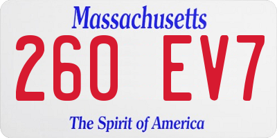 MA license plate 260EV7