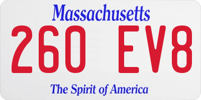 MA license plate 260EV8