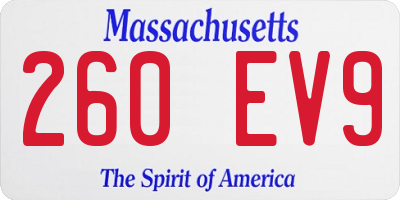 MA license plate 260EV9