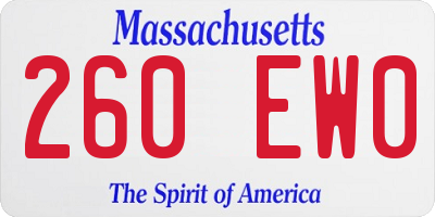 MA license plate 260EW0