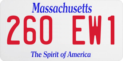 MA license plate 260EW1