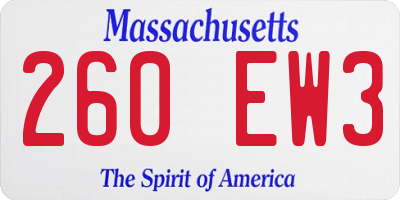 MA license plate 260EW3
