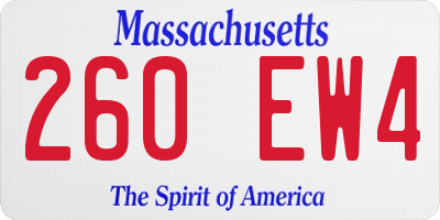 MA license plate 260EW4