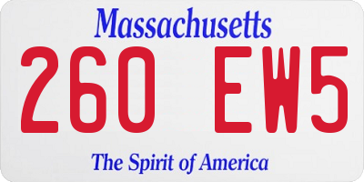 MA license plate 260EW5