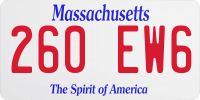 MA license plate 260EW6
