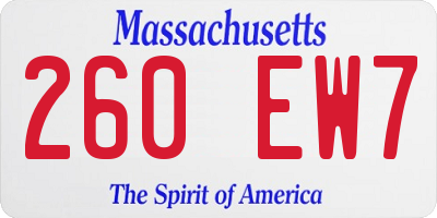 MA license plate 260EW7