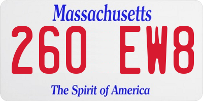 MA license plate 260EW8