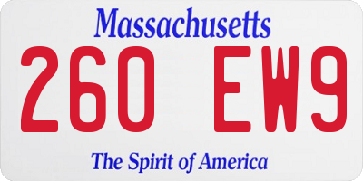 MA license plate 260EW9