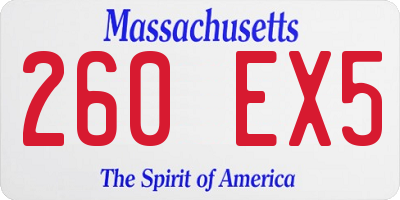 MA license plate 260EX5