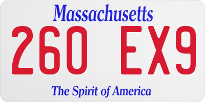 MA license plate 260EX9
