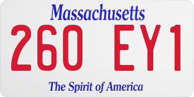 MA license plate 260EY1