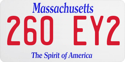 MA license plate 260EY2