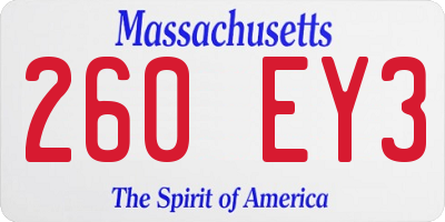MA license plate 260EY3