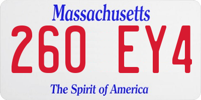 MA license plate 260EY4