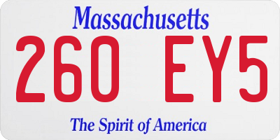 MA license plate 260EY5