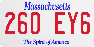 MA license plate 260EY6