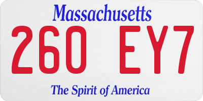 MA license plate 260EY7
