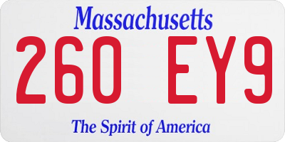 MA license plate 260EY9