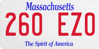 MA license plate 260EZ0