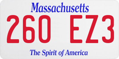 MA license plate 260EZ3