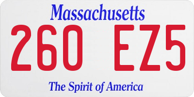 MA license plate 260EZ5
