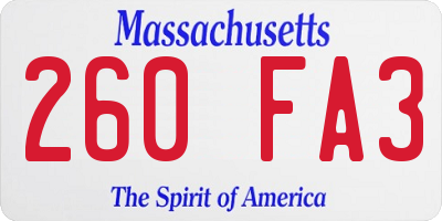 MA license plate 260FA3