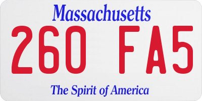 MA license plate 260FA5