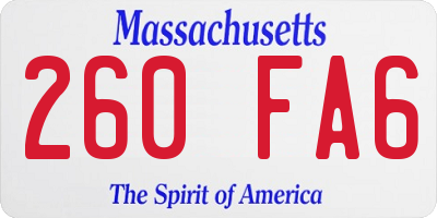 MA license plate 260FA6