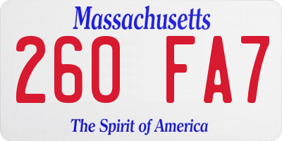 MA license plate 260FA7