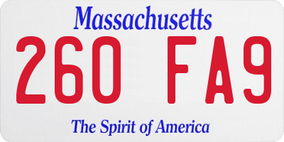 MA license plate 260FA9