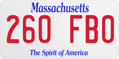 MA license plate 260FB0
