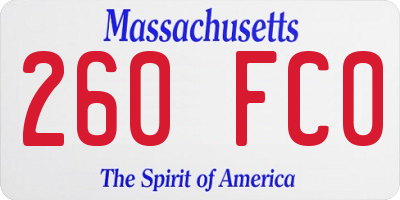 MA license plate 260FC0