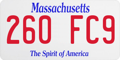 MA license plate 260FC9