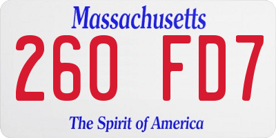 MA license plate 260FD7