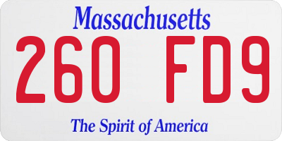 MA license plate 260FD9
