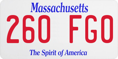 MA license plate 260FG0