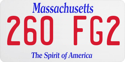MA license plate 260FG2