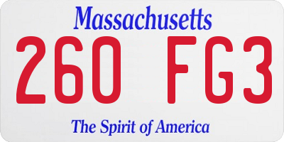 MA license plate 260FG3