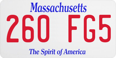 MA license plate 260FG5