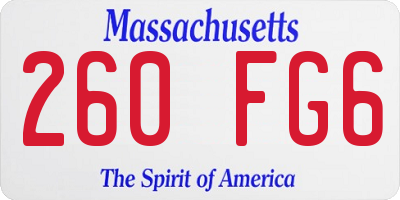 MA license plate 260FG6